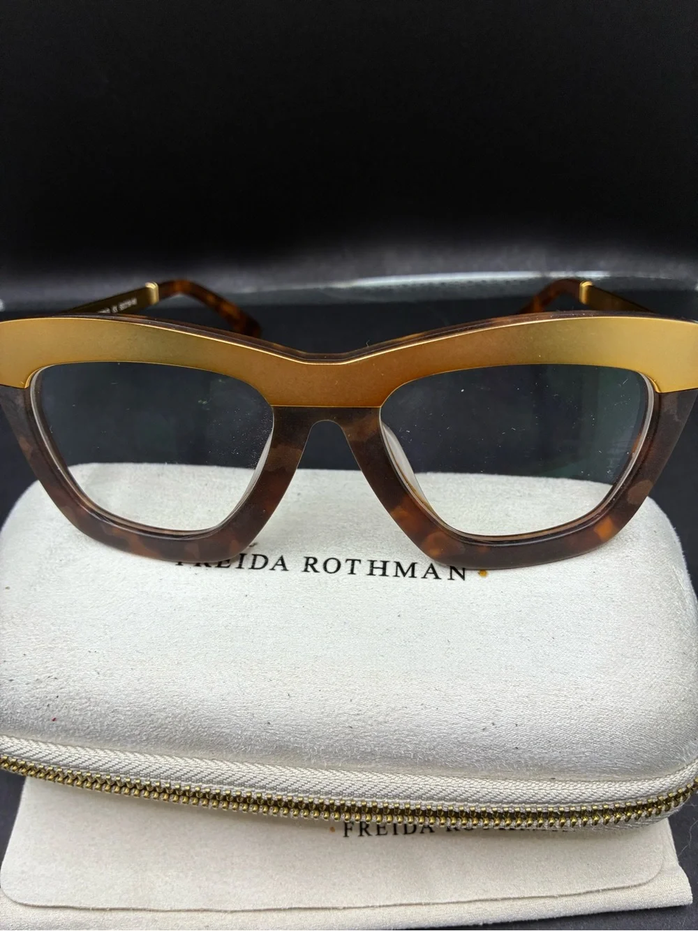 Freida Rothman Women's Gold and Tortoiseshell Fashion Glasses